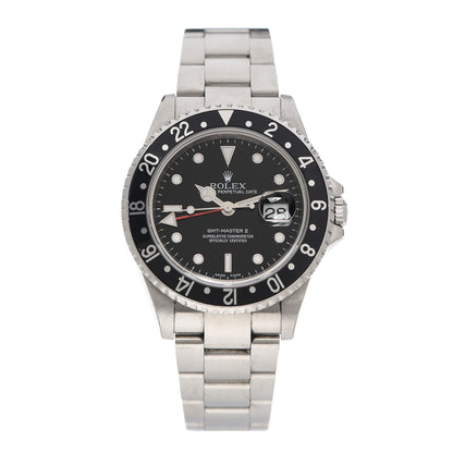 Rolex Stainless Steel 40mm Oyster Perpetual Date GMT Master II Watch Black 16710 1 of 5