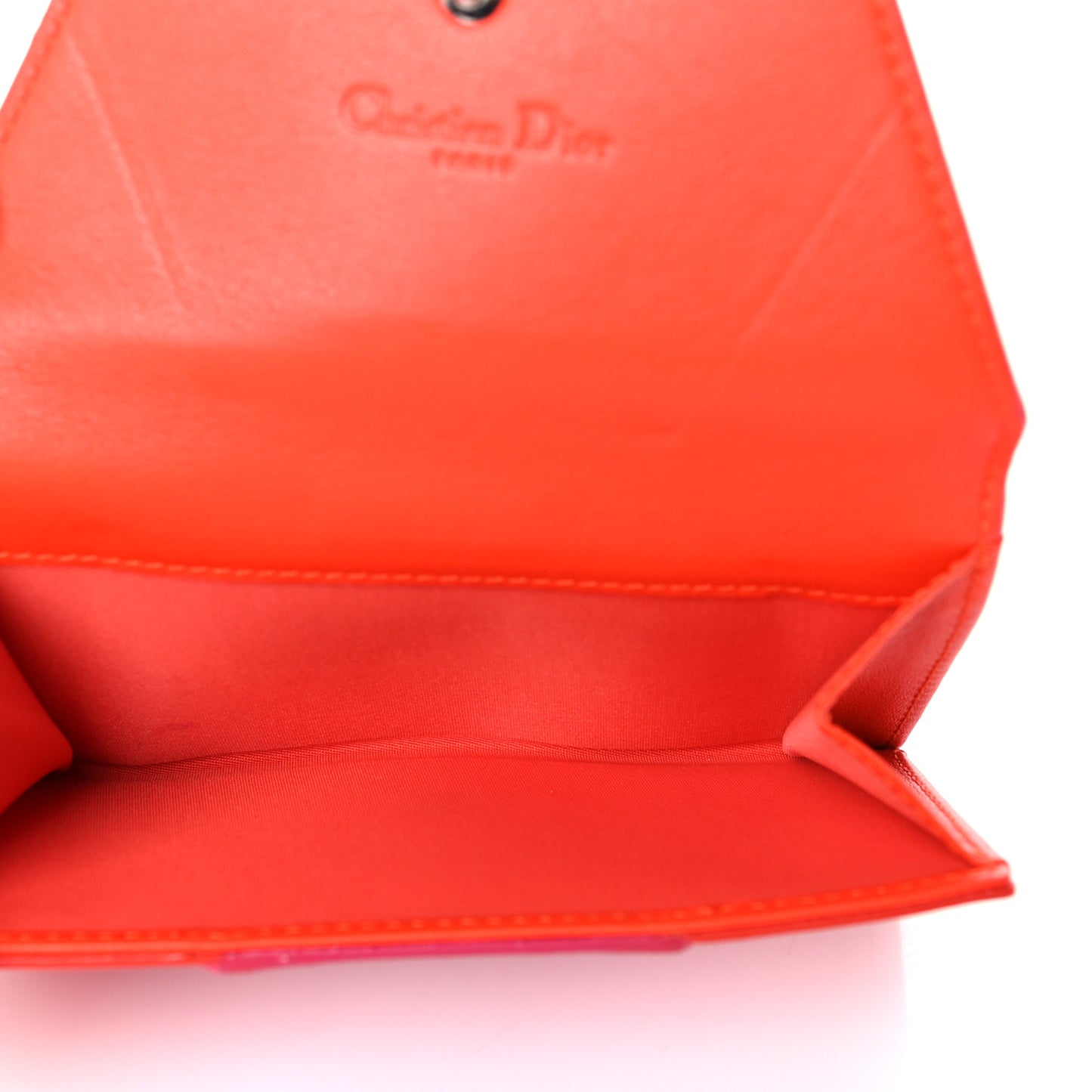 Calfskin Bi-Color Envelope Wallet Pink Orange