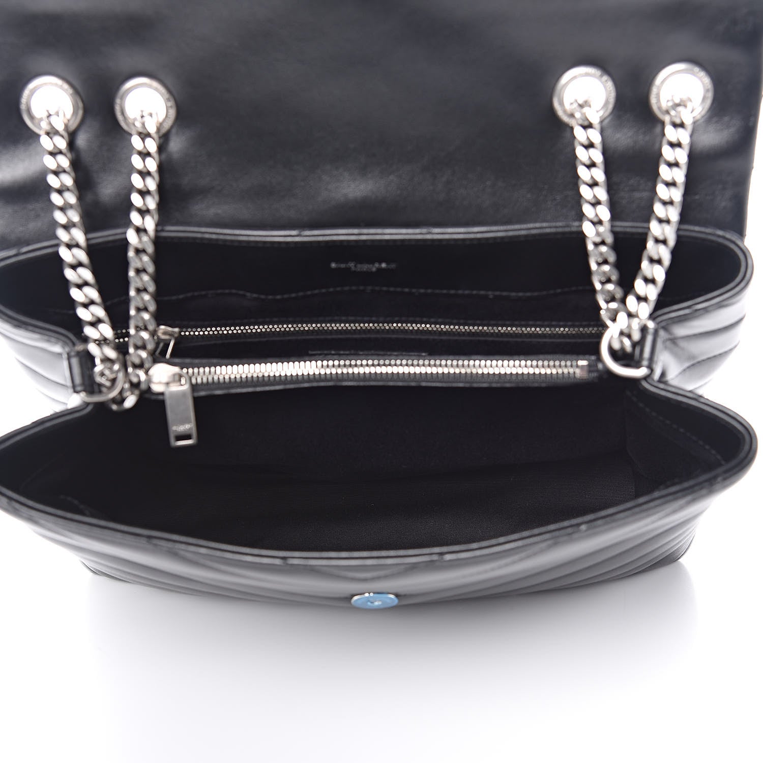 Saint Laurent Calfskin Y Quilted Monogram Medium Loulou Chain Satchel Black 5 of 11