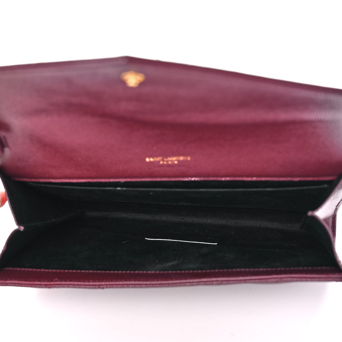 Grain De Poudre Matelasse Chevron Monogram Envelope Clutch Rouge Legion