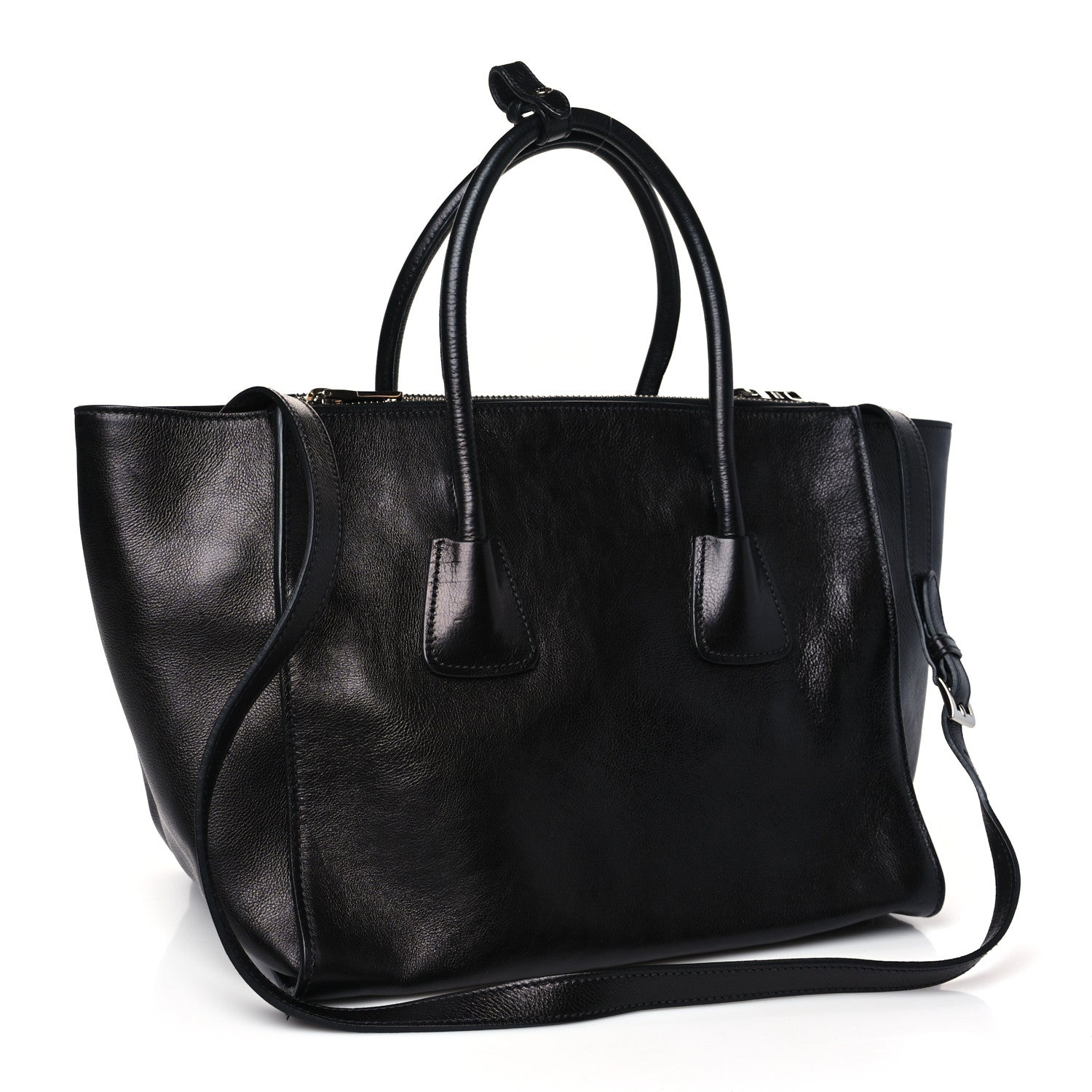 Prada Glace Calf Twin Pocket Tote Black 3 of 8