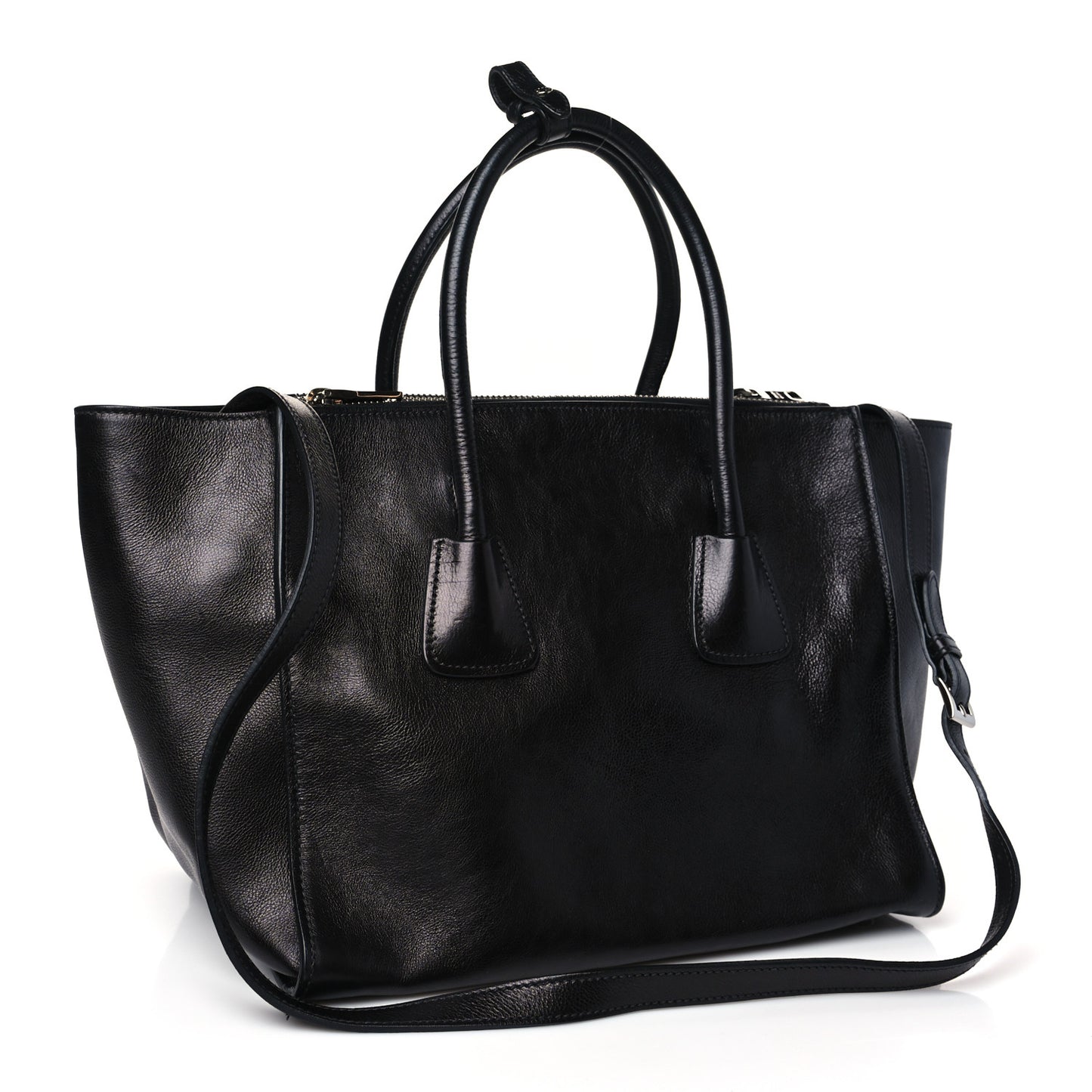 Glace Calf Twin Pocket Tote Black