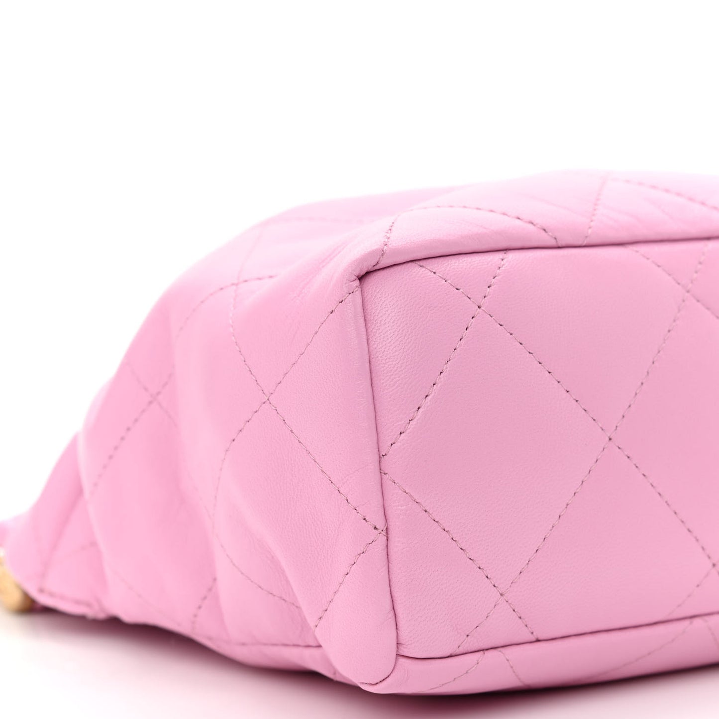 Lambskin Resin Quilted Small Bucket Bag Pink