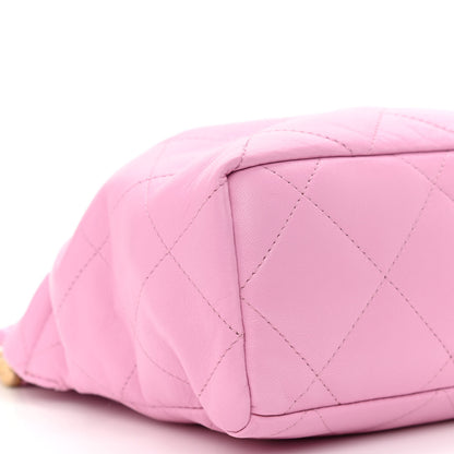 Chanel Lambskin Resin Quilted Small Bucket Bag Pink 9 of 11