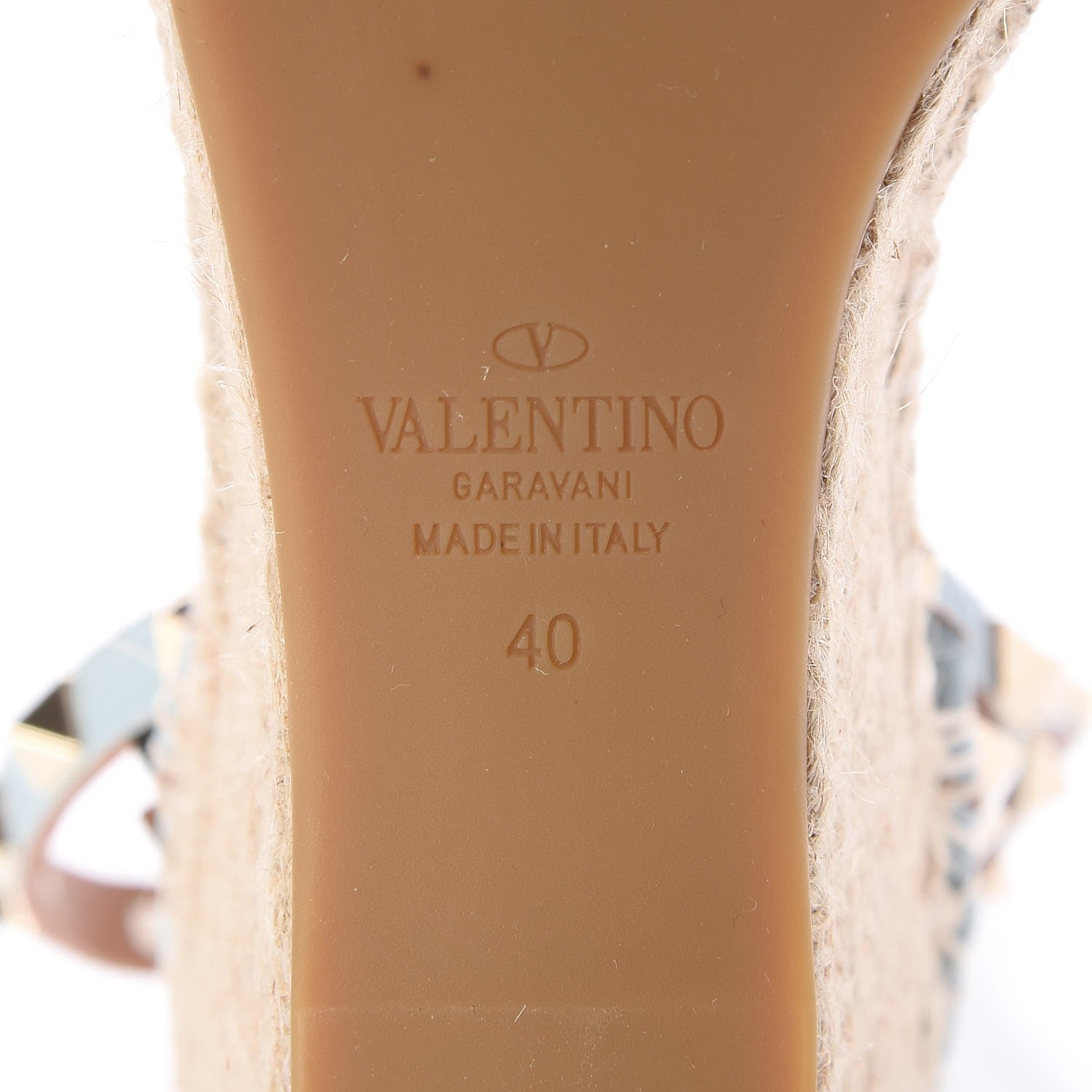 Valentino Garavani Grained Calfskin Rockstud Ankle Wrap Espadrille 15/85mm Wedges 40 Sky Sorbet 7 of 9