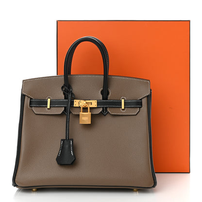 Hermes Epsom Horseshoe Birkin 25 Etoupe Black 11 of 11