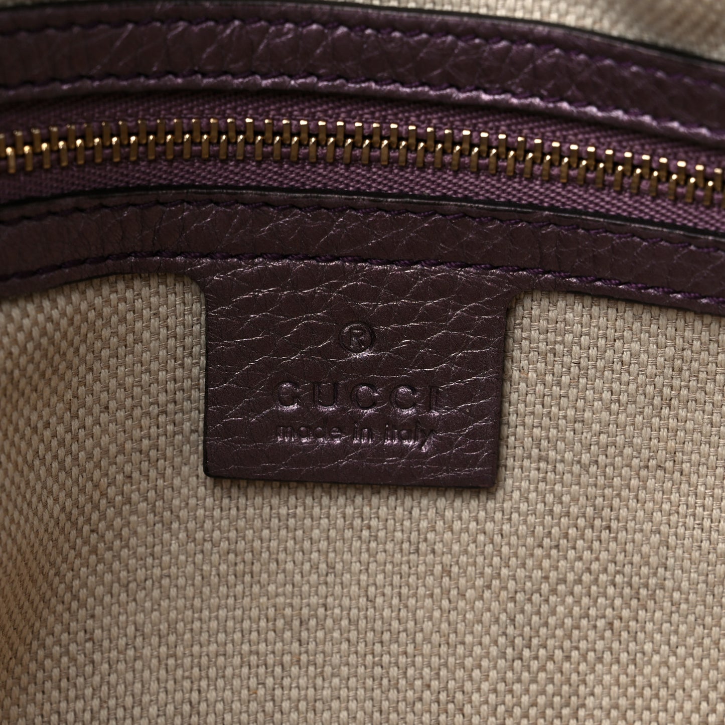 Metallic Pebbled Calfskin Small Soho Bowler Purple
