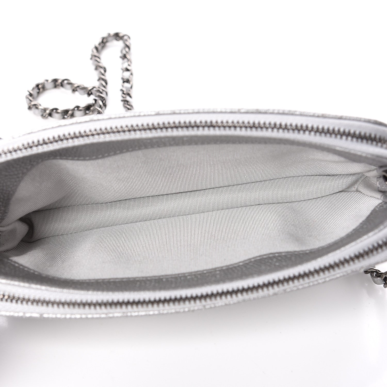 Chanel Metallic Caviar Quilted Small Clutch With Chain Silver 5 of 12