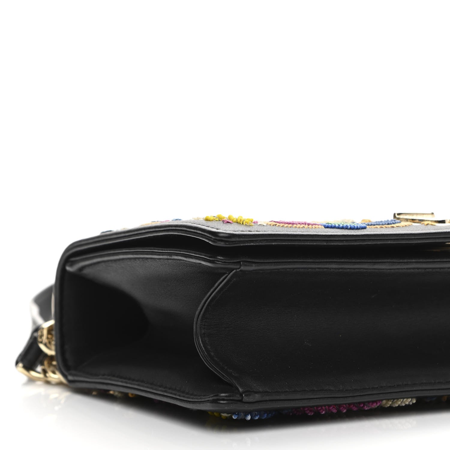 Christian Dior Lambskin Floral Embroidered Diorama Flap Bag Black Multicolor 9 of 10
