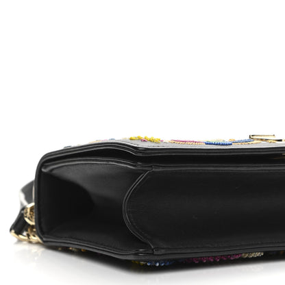 Christian Dior Lambskin Floral Embroidered Diorama Flap Bag Black Multicolor 9 of 10