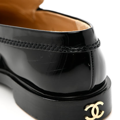 Chanel Shiny Calfskin Logo Loafers 35 Black 11 of 18