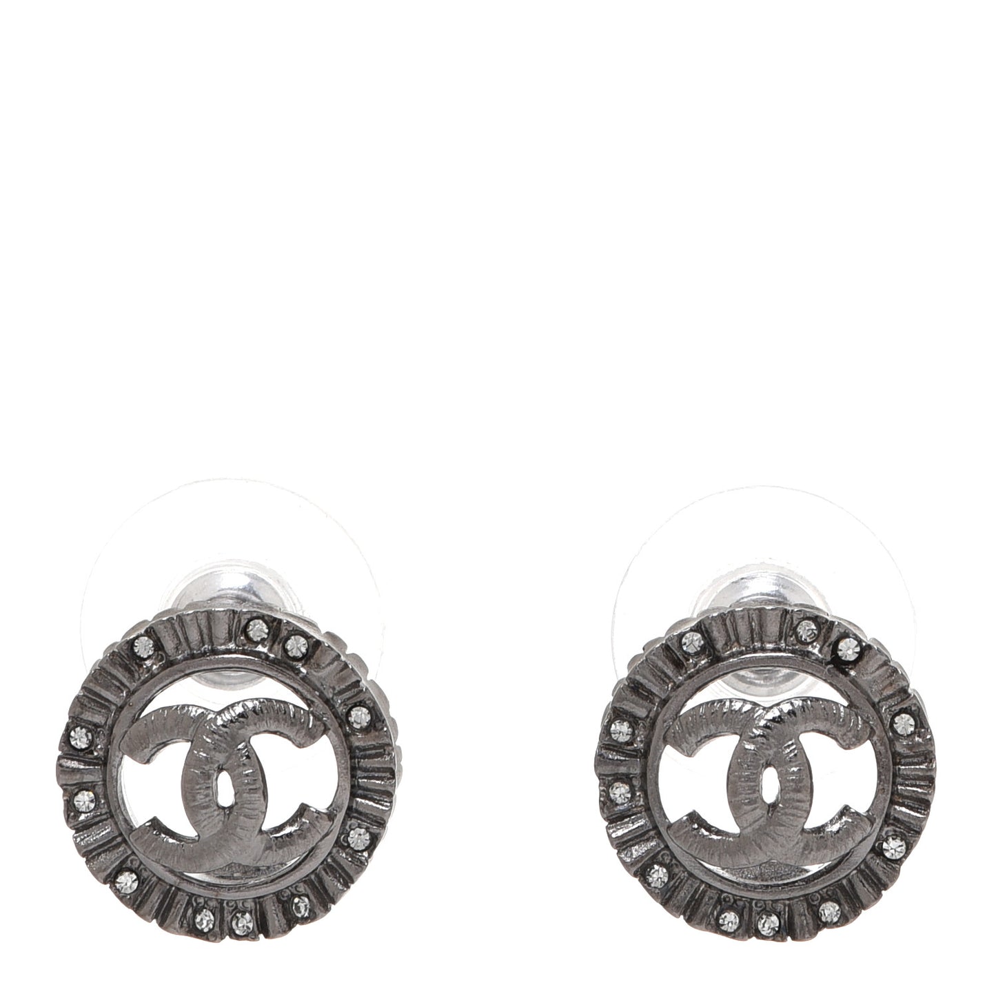Ruthenium Crystal CC Round Earrings Silver