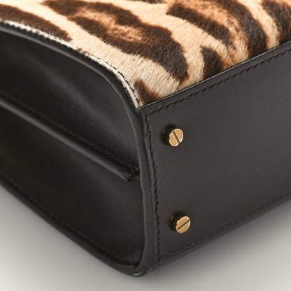 Saint Laurent Calfskin Pony Hair Leopard Print Mini Monogram Cassandra Top Handle Brown 8 of 9
