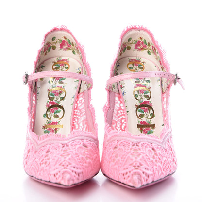 Gucci Lace Pizzo Venice Pumps 37 Sugar Pink 2 of 8