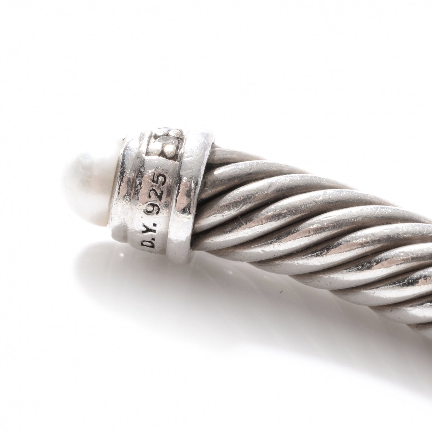 Sterling Silver Diamond Pearl 5mm Cable Classics Bracelet