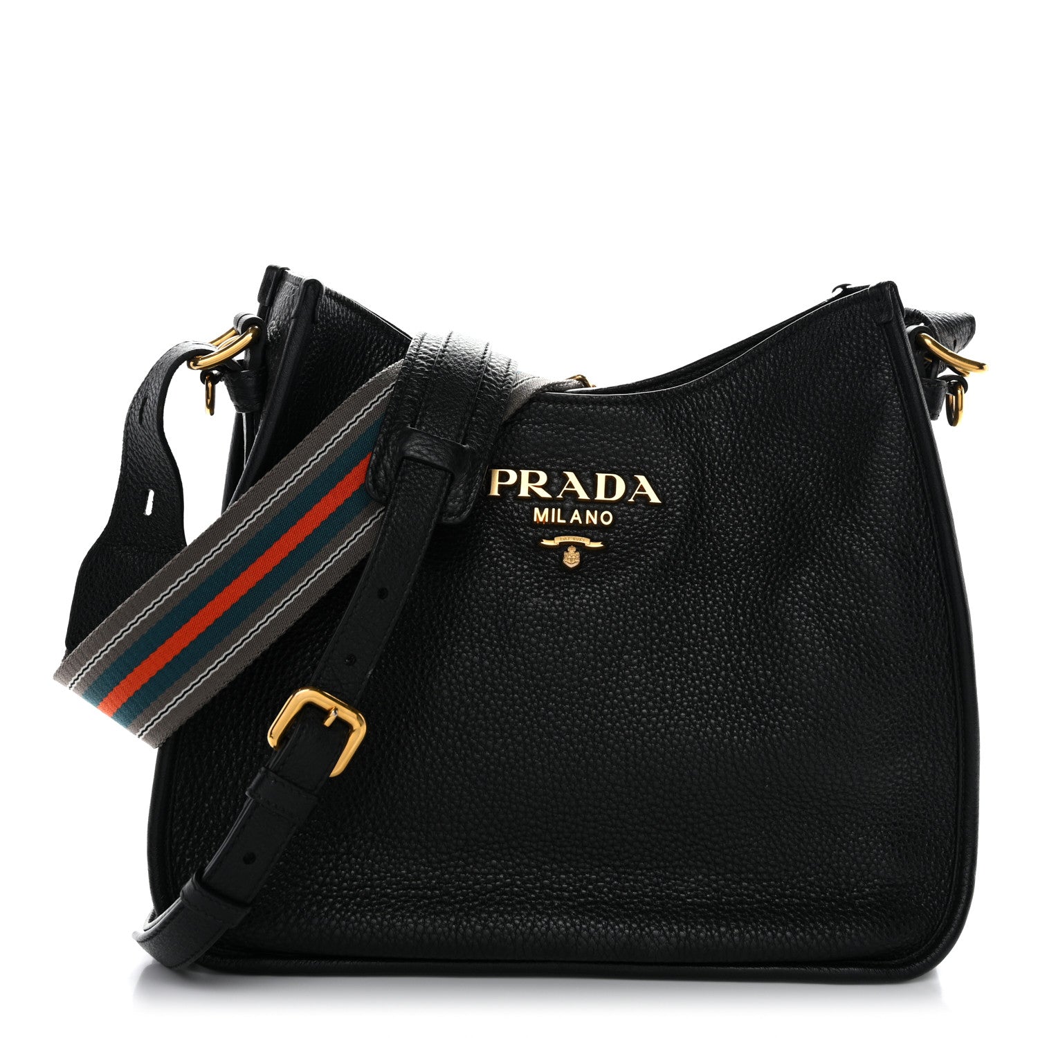 Prada Vitello Daino Hobo Messenger Bag Black 1 of 11