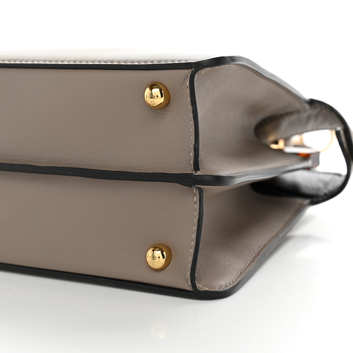 Fendi Vitello Seta Shiny Nappa Plexiglass Bi-Color Small Peekaboo I SEE U Satchel Tartaruga Black 10 of 10