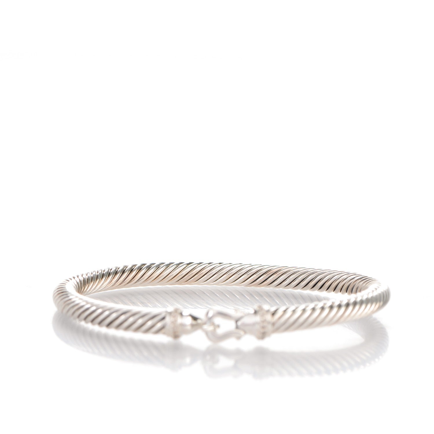 David Yurman Sterling Silver Diamond 5mm Cable Buckle Bracelet 3 of 5