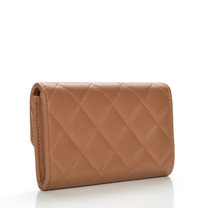Chanel Lambskin Quilted Flap Card Holder Beige 3 of 8