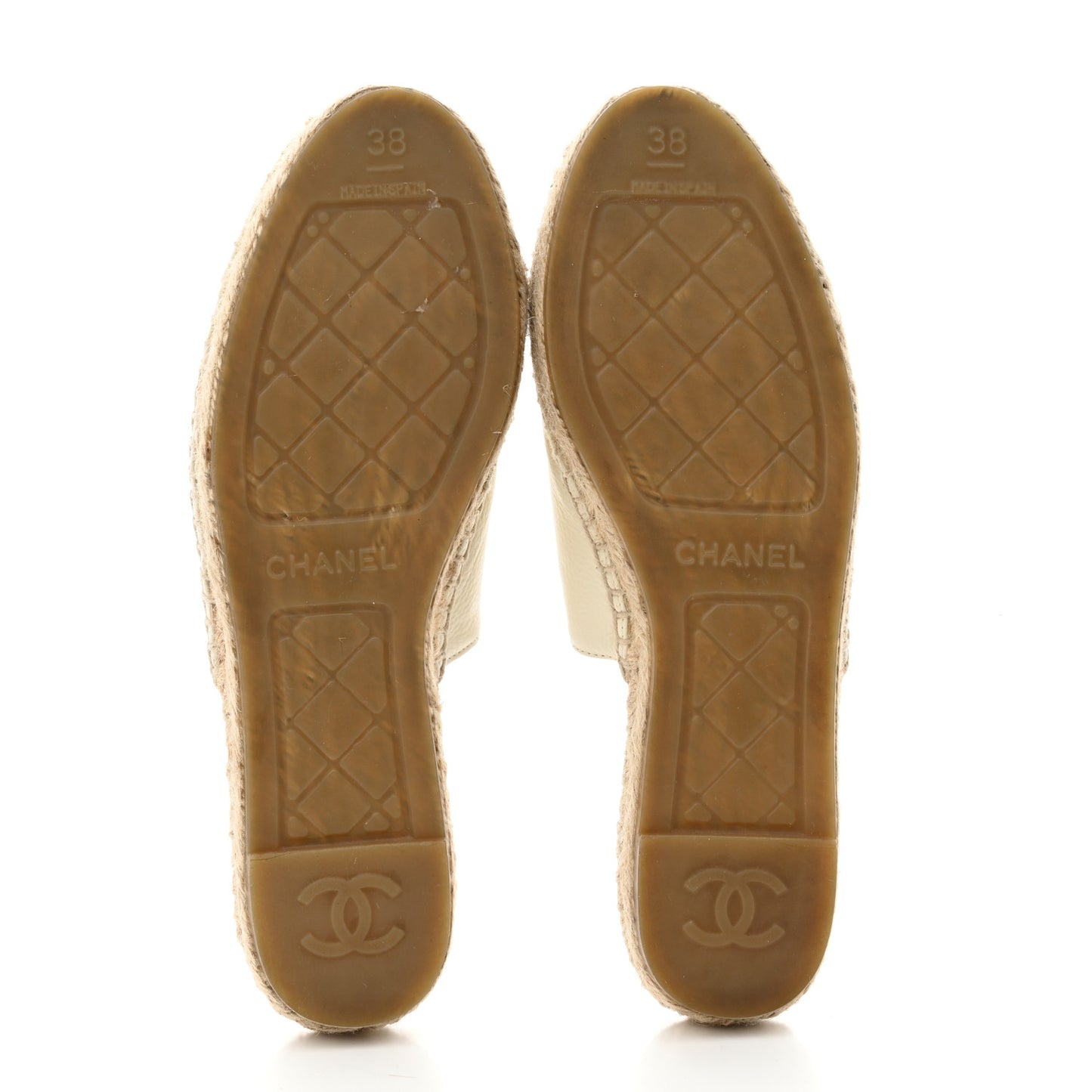 Calfskin CC Espadrille Mules 38 White