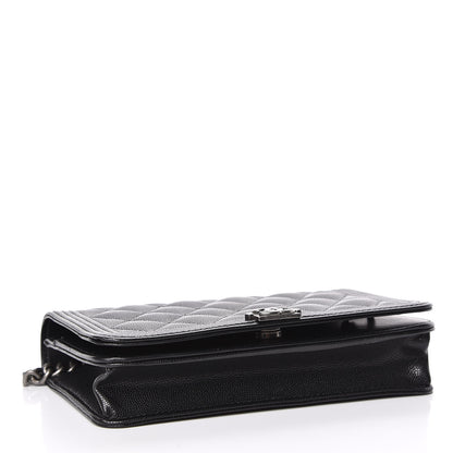 Chanel Caviar Quilted Boy Wallet On Chain WOC Black 4 of 12