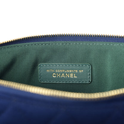 Chanel Jersey Quilted Medium Cosmetic Case Blue 6 of 8