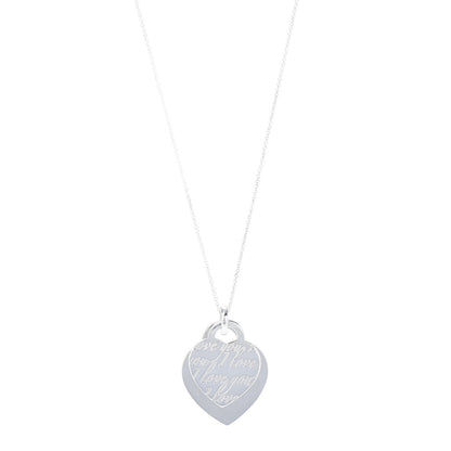 Tiffany Sterling Silver Notes I Love You Double Heart Pendant Necklace 1 of 7