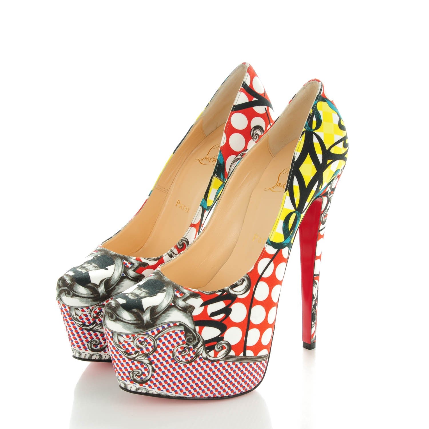 Christian Louboutin Fabric Loubi Print Daffodile 160 Pumps 38.5 Multicolor 3 of 8