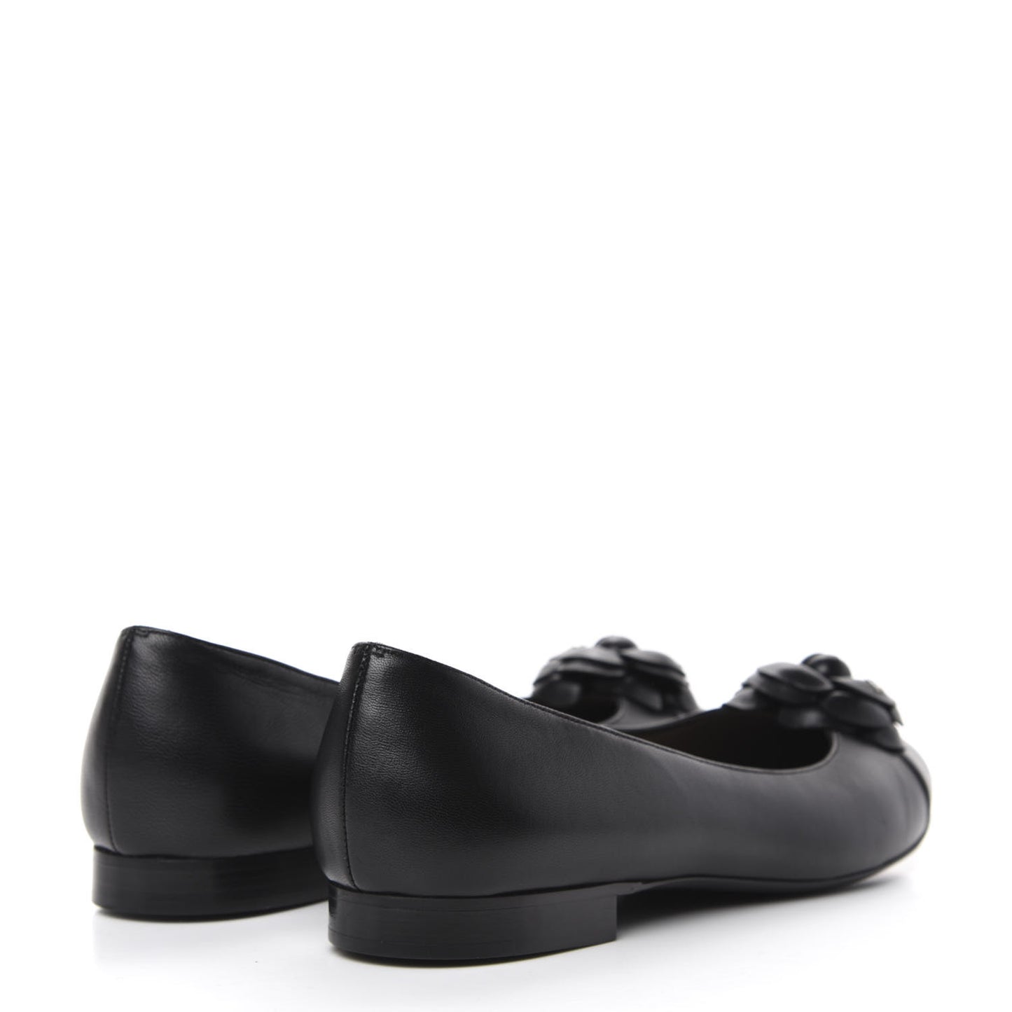 Lambskin Camellia Ballerina Flats 39 Black