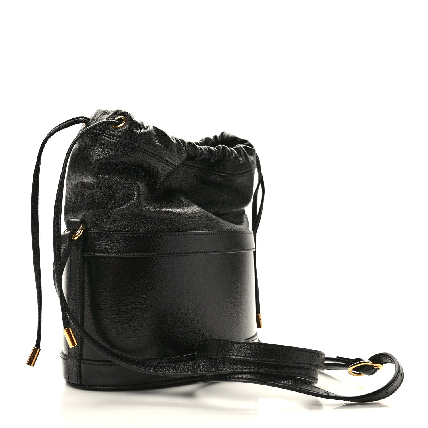 Gucci Azalea Sakai Calfskin Horsebit 1955 Drawstring Bucket Bag Black 3 of 9