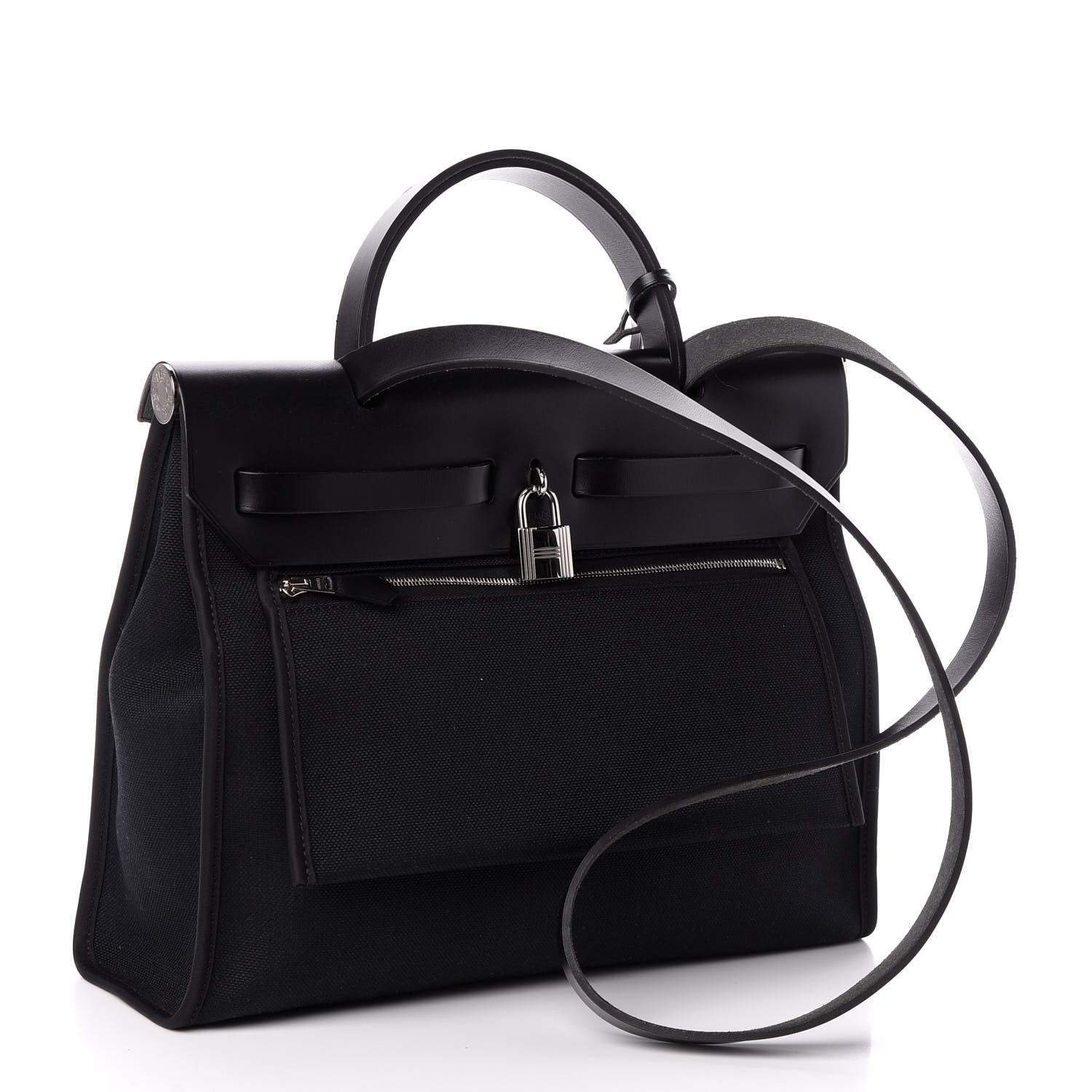 Hermes Military Toile Vache Hunter Herbag Zip PM 31 Black 3 of 11