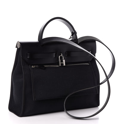 Hermes Military Toile Vache Hunter Herbag Zip PM 31 Black 3 of 11