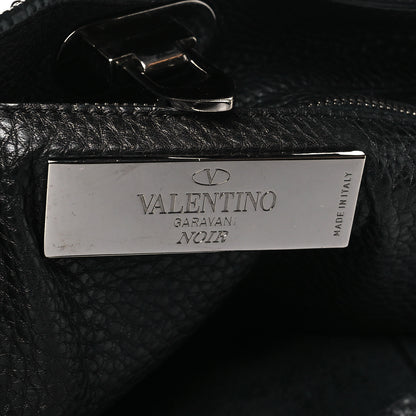 Valentino Garavani Grained Calfskin Onyx Medium Rockstud Rolling Tote Black 6 of 12