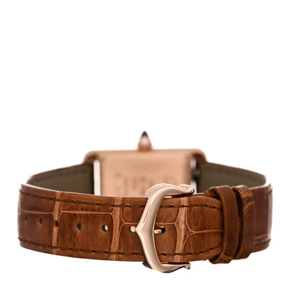 Cartier 18K Pink Gold Alligator 22mm Tank Louis Manual Winding Watch Brown 3 of 5