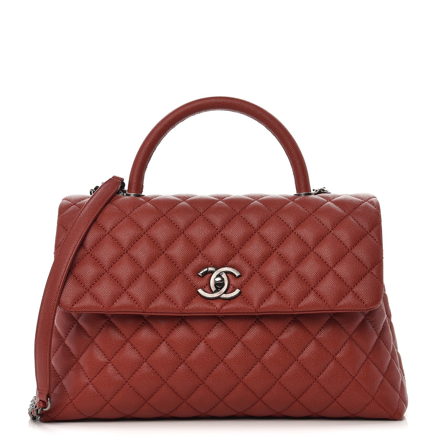 Chanel Caviar Quilted Medium Coco Handle Flap Dark Red 1 of 8