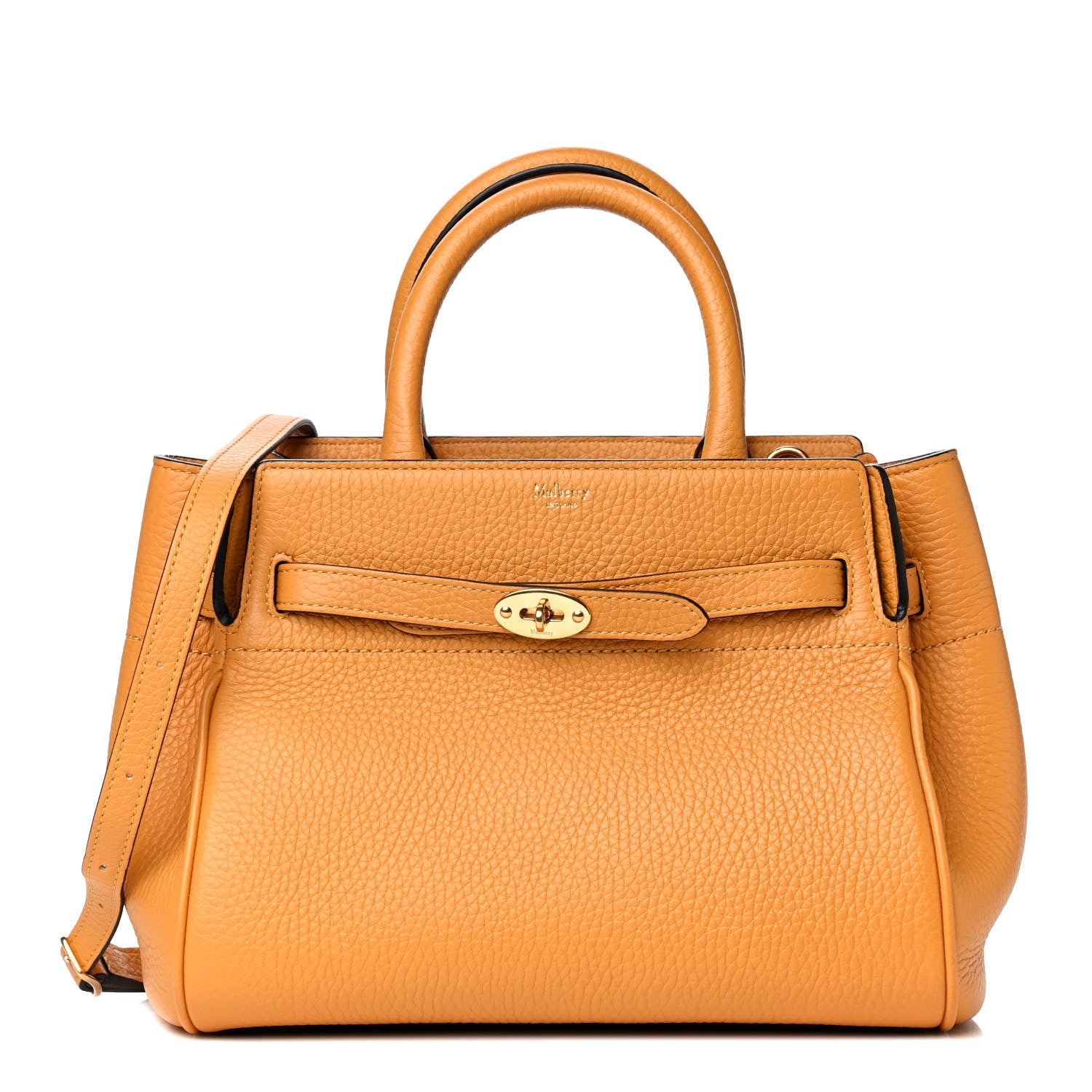 Mulberry Heavy Grain Calfskin Small Belted Bayswater Tote Deep Amber 1 of 9