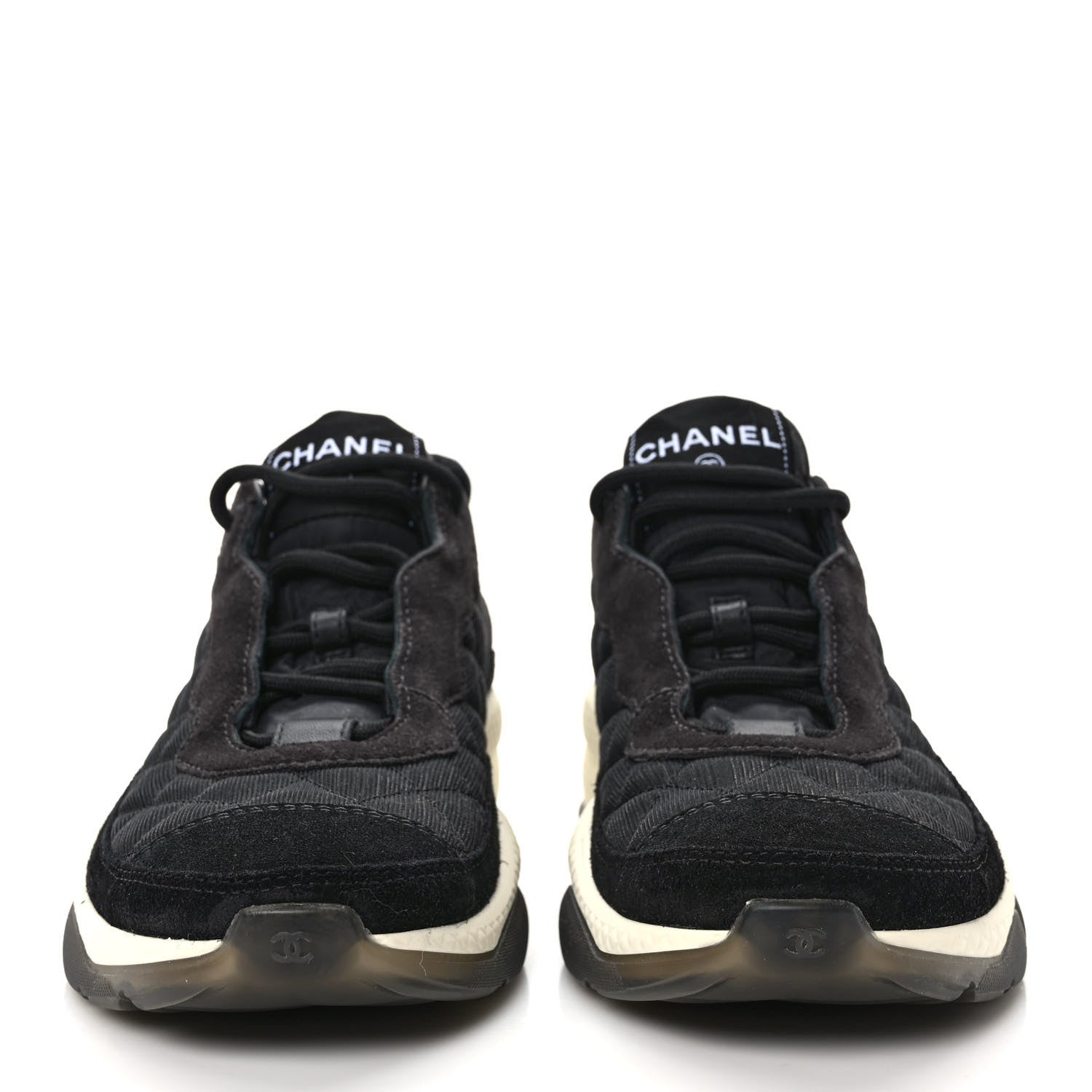 Chanel Mesh Suede Calfskin Quilted Sneakers 37 Black Dark Grey 2 of 9