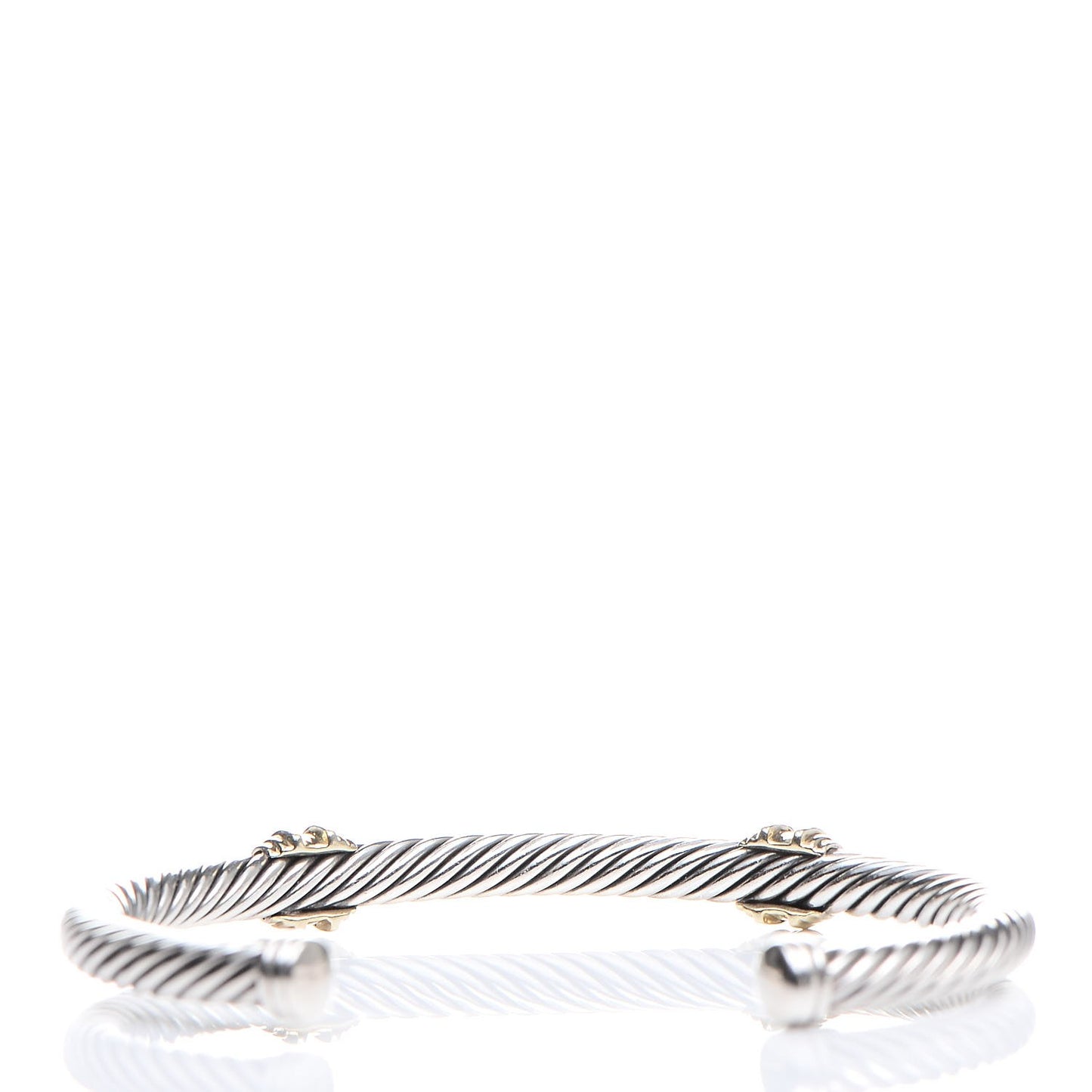 Sterling Silver 18K Yellow Gold Diamond 5mm Double Station Bracelet M