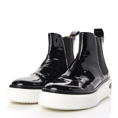 Hermes Patent Slip On Sneaker Boots 36.5 Black 3 of 10