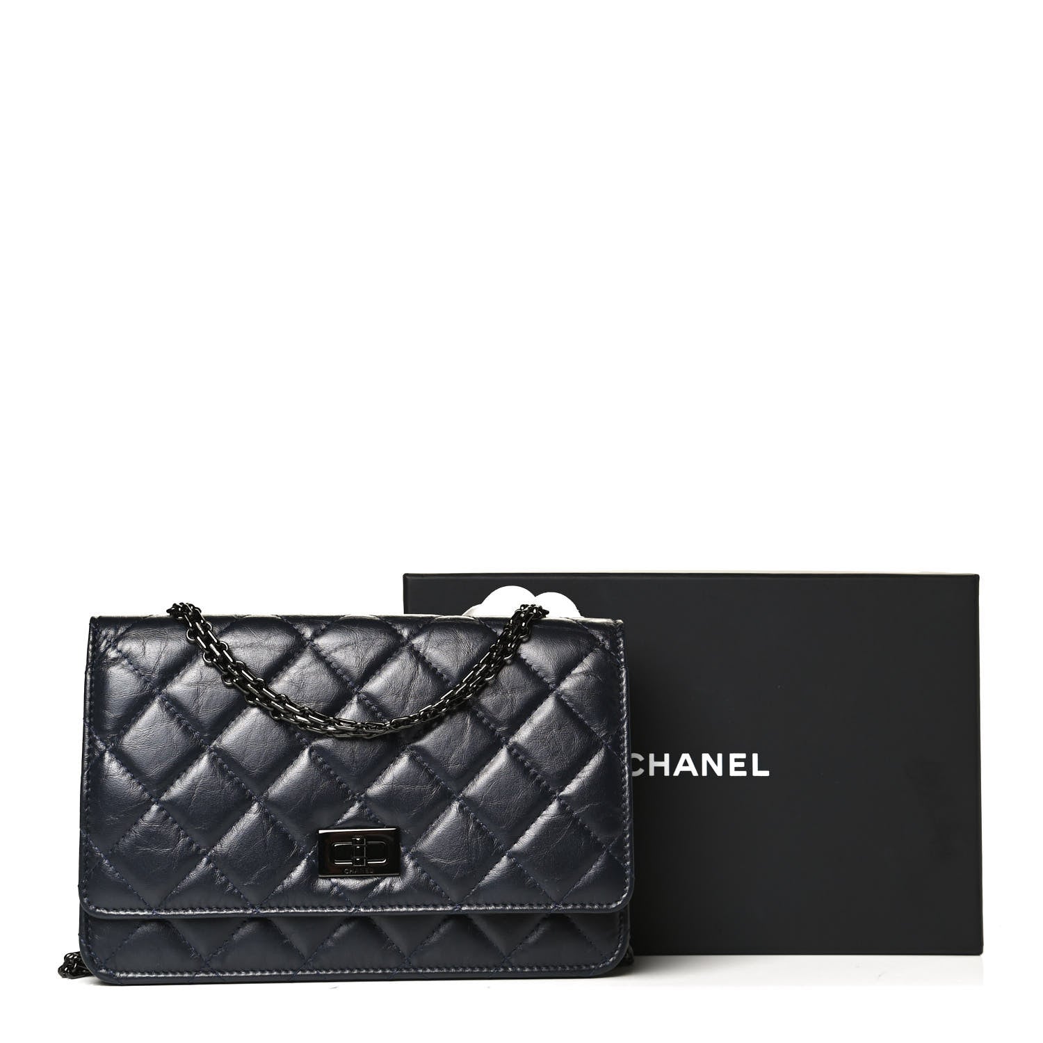 Chanel Aged Calfskin Quilted Reissue Wallet On Chain WOC Navy 10 of 10