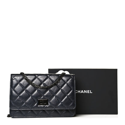 Chanel Aged Calfskin Quilted Reissue Wallet On Chain WOC Navy 10 of 10
