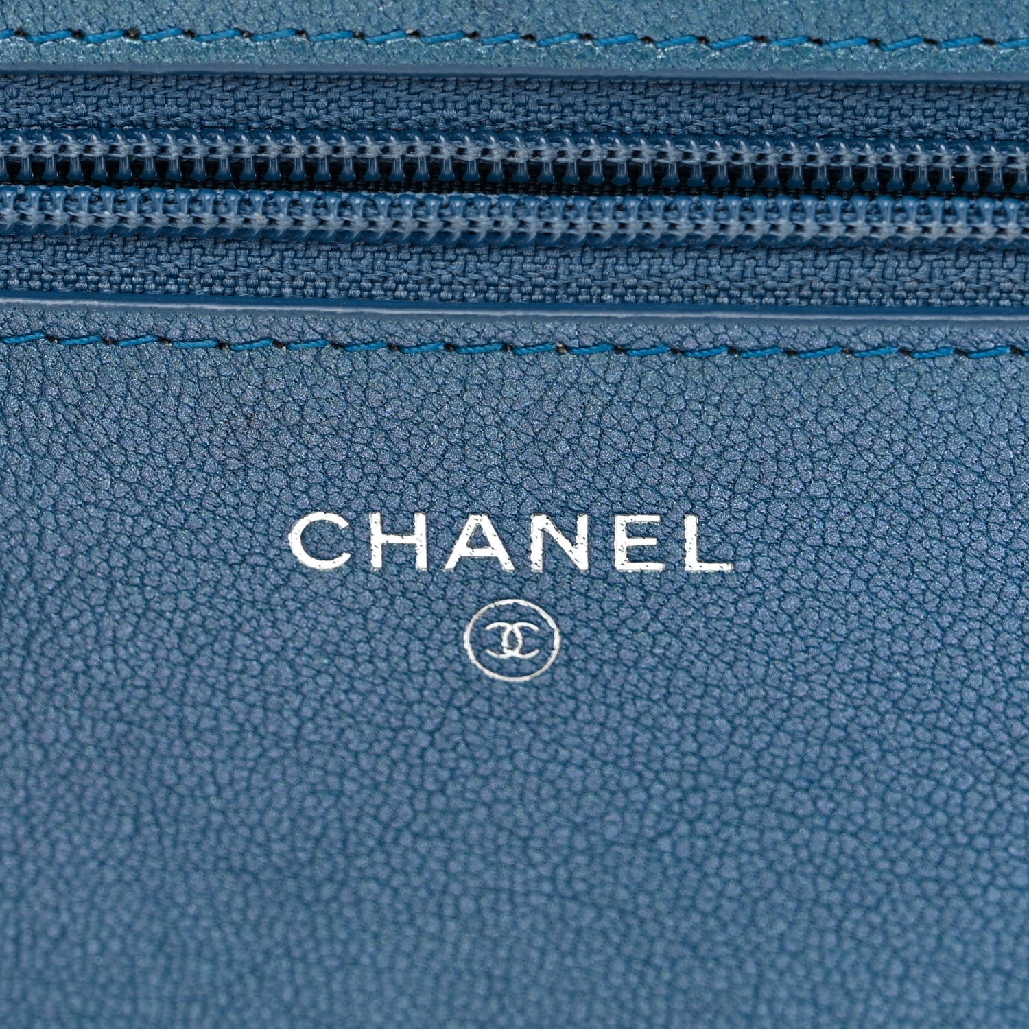 Chanel Iridescent Goatskin Quilted Boy Wallet On Chain WOC Blue 6 of 13