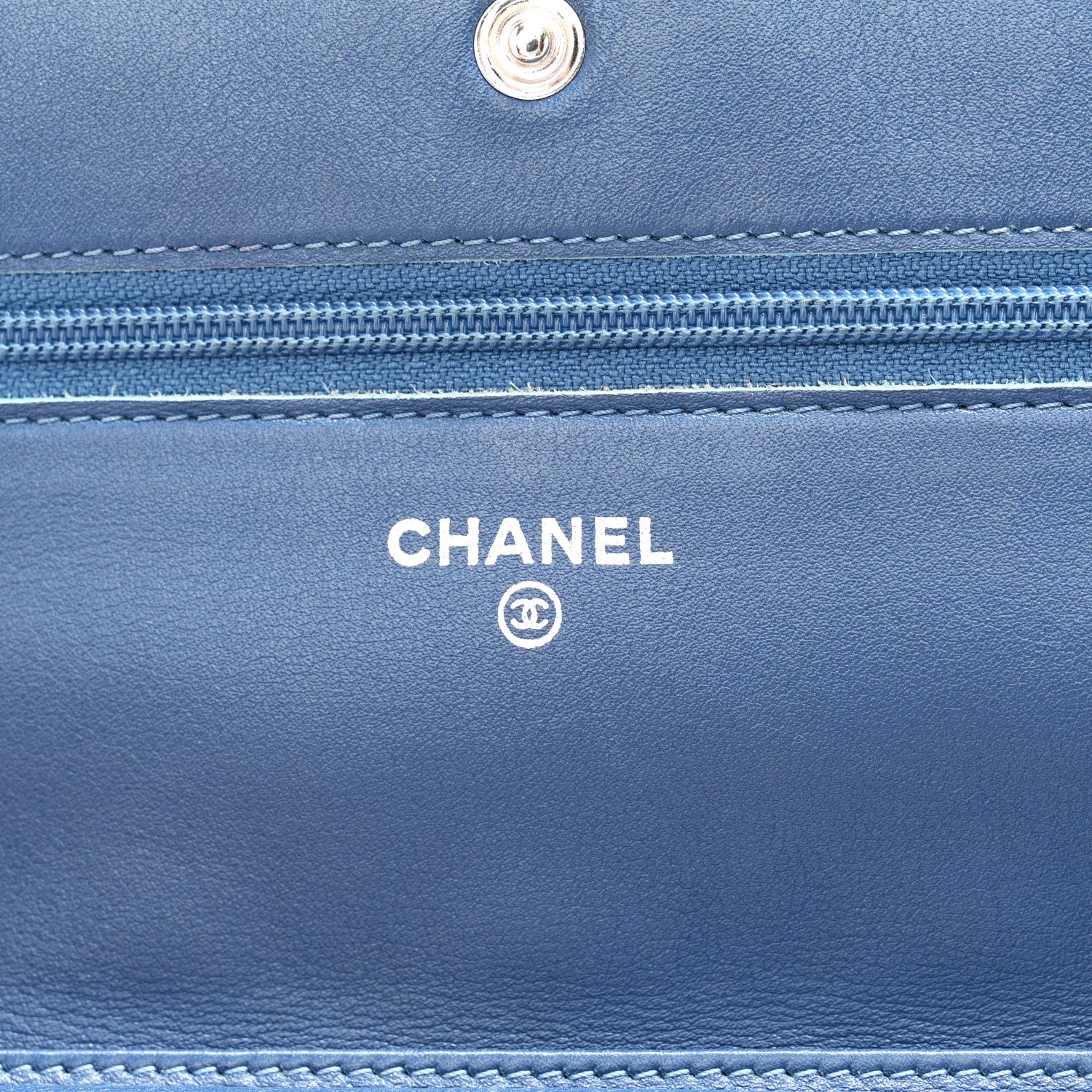 Chanel Patent Quilted Brilliant Wallet On Chain WOC Blue 6 of 12