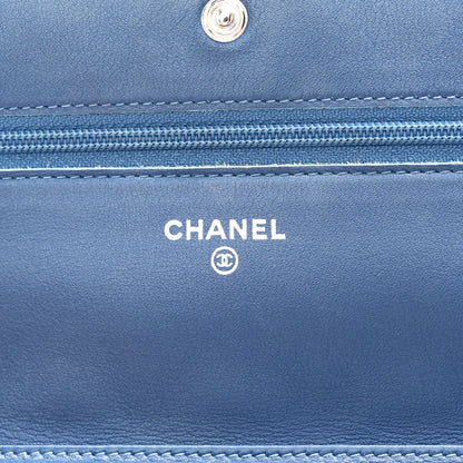 Chanel Patent Quilted Brilliant Wallet On Chain WOC Blue 6 of 12