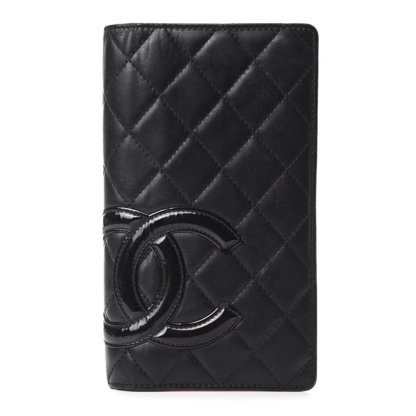 Calfskin Quilted Cambon Yen Wallet Black