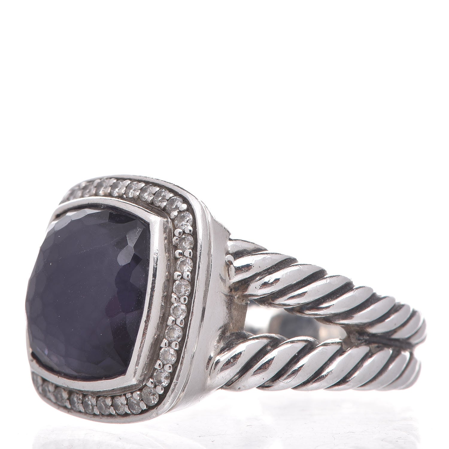 David Yurman Sterling Silver Diamond Black Orchid 11mm Albion Ring 58 8.5 3 of 5
