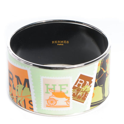 Hermes Enamel Printed De Passage a Paris Extra Wide Bracelet 70 1 of 5