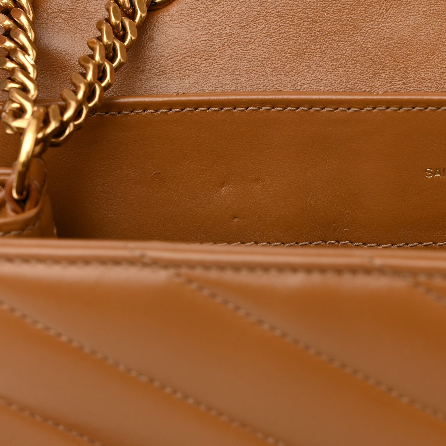 Calfskin Y Quilted Monogram Medium Loulou Chain Satchel Dark Natural