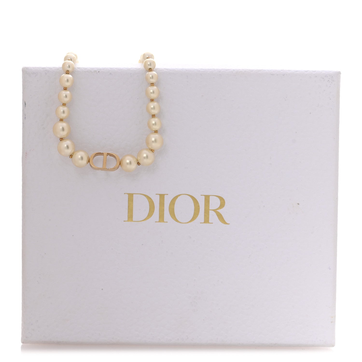 Christian Dior Pearl 30 Montaigne Choker Necklace Gold 1937643