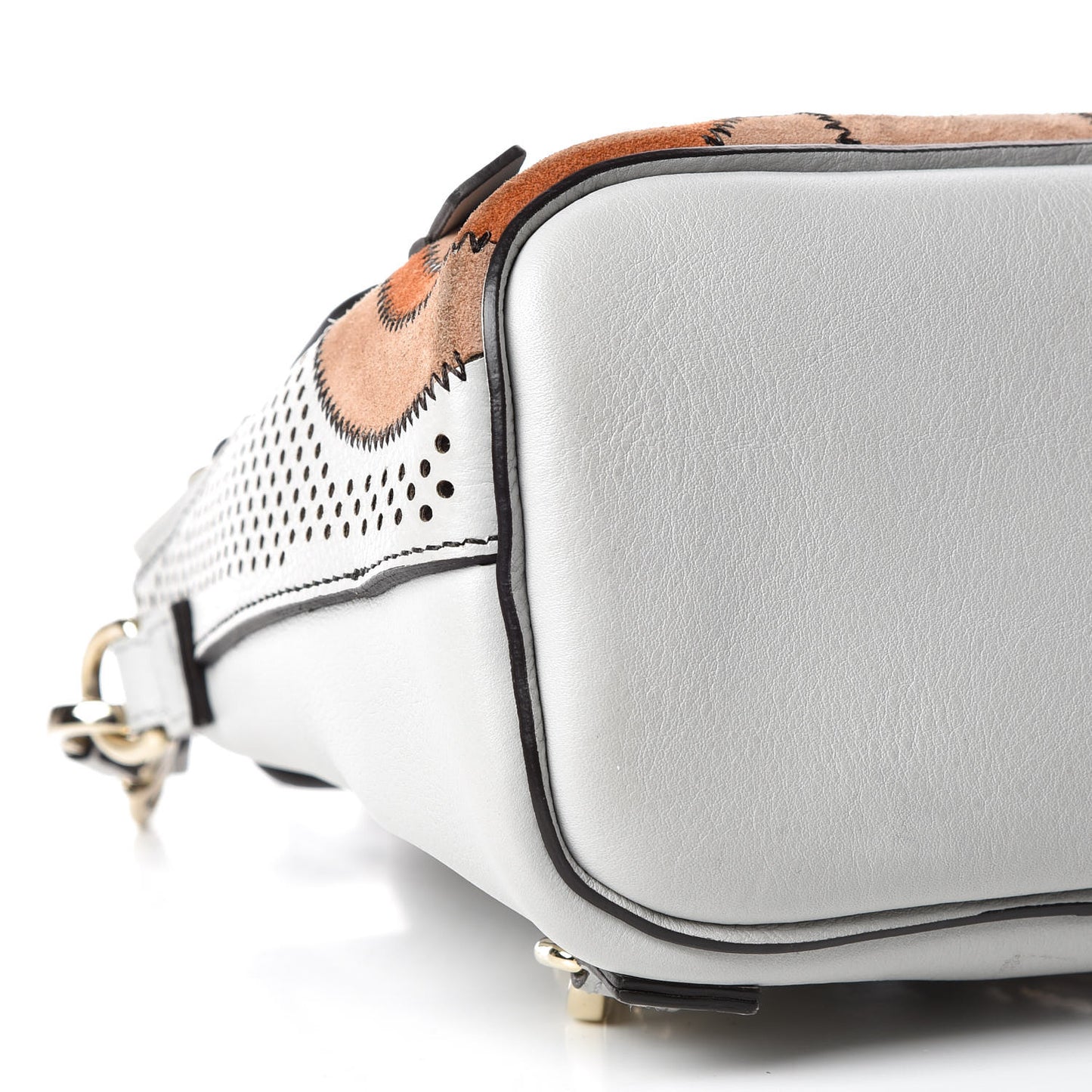 Calfskin Suede Paisley Patchwork Perforated Mini Faye Backpack Airy Grey